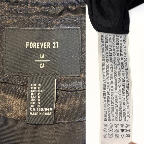 Forever 21 Embroidered Black & Pink Satin Bomber Jacket Size S - Picture 7 of 11